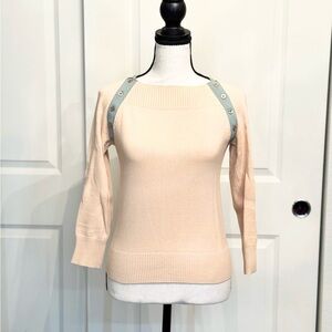 Moth (Anthropologie) Retro Peach Three Quarter Sleeve Sweater Top, Size XS